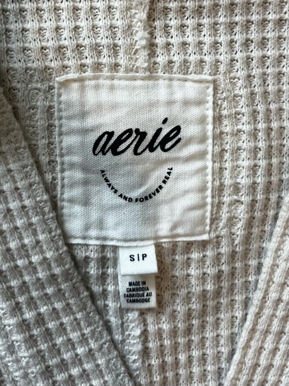 aerie NWOT Cream Waffle Knit Long Sleeve Top - Picture 7 of 10